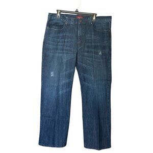 Perry Ellis Jeans Men's 38x30 Dark Wash Premium Denim Factory Distressing